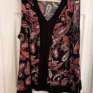 Avenue, Sleeveless Top, Black Paisley Print, Size 30/32